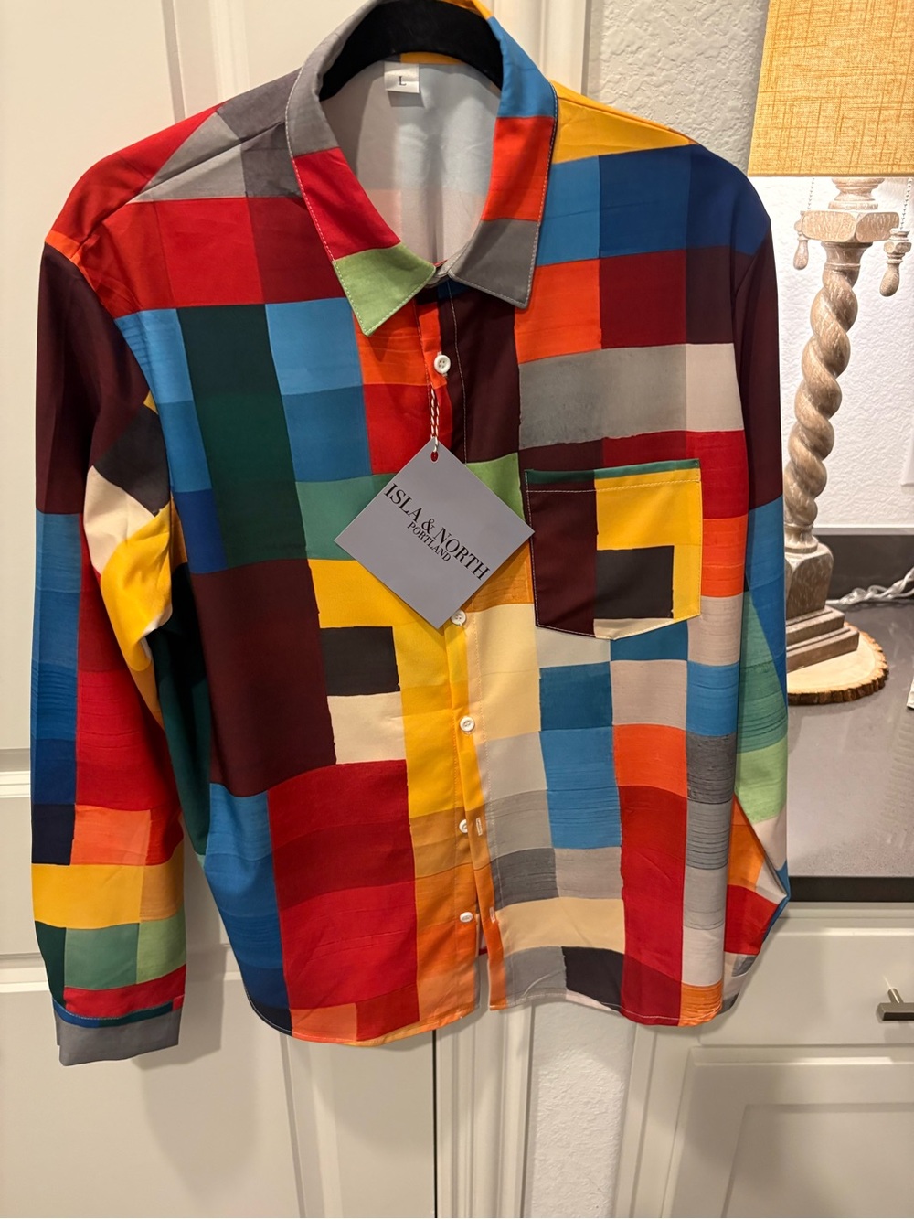 Multicolor Patchwork Casual Button-Down Shirt